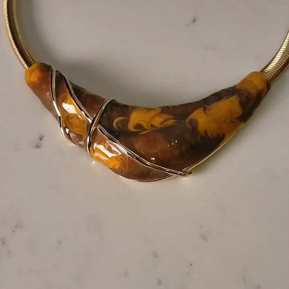 Vintage Gold Tone Omega Necklace Bracelet and Earrings Set - Picture 4 of 11